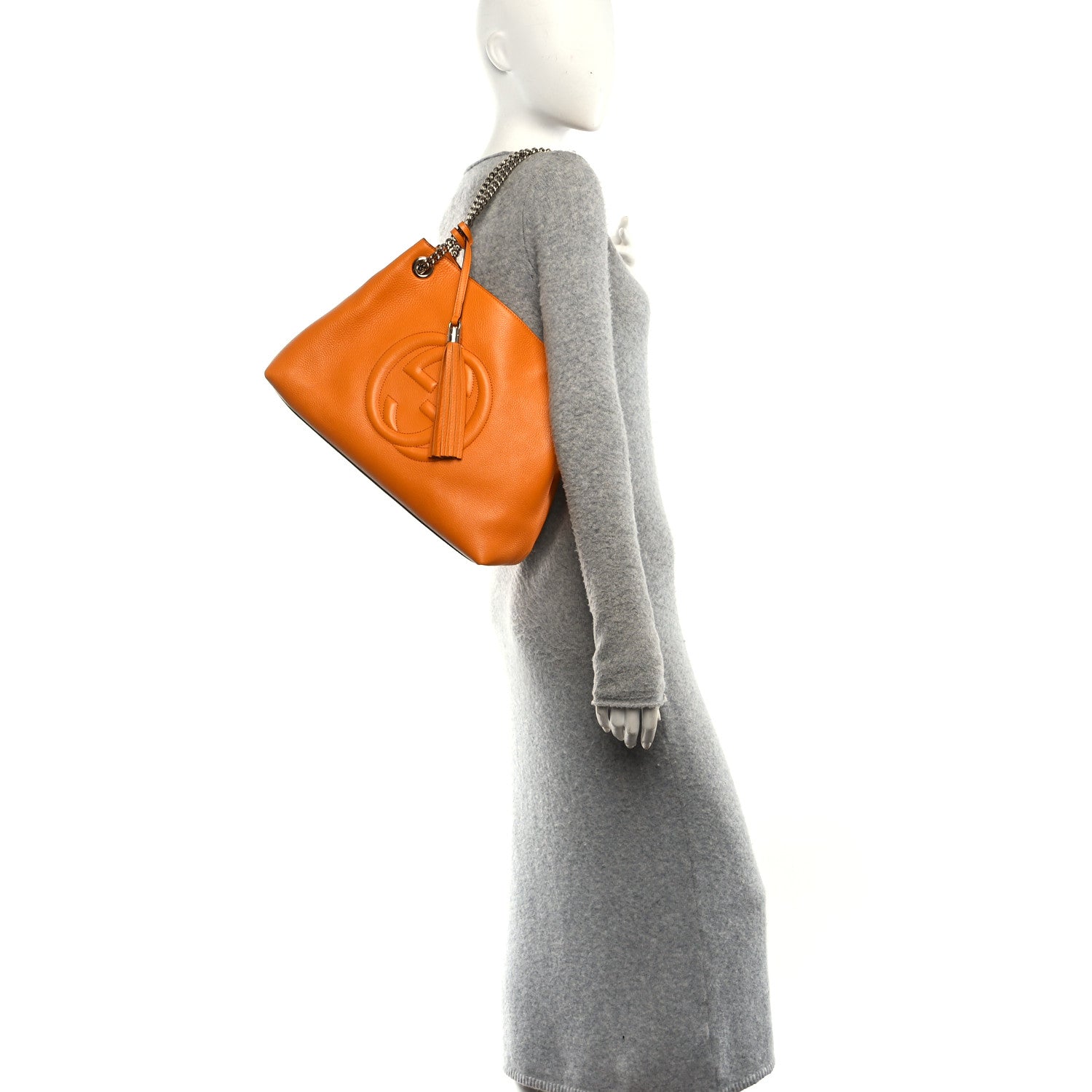 Pebbled Calfskin Medium Soho Chain Shoulder Bag Curcuma