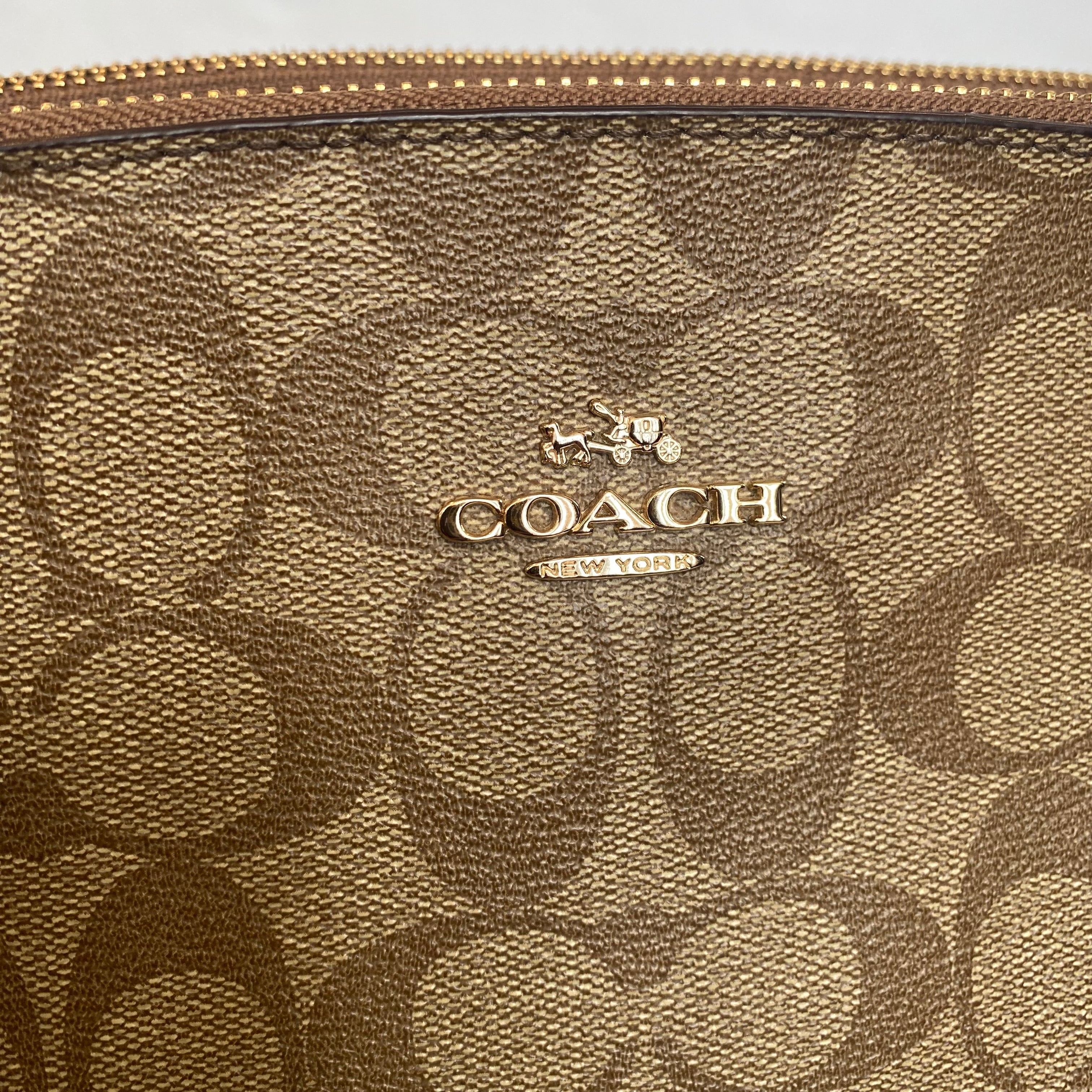 COACH Signature Christie Carryall Tote Shoulder Bag in Brown/ Tan