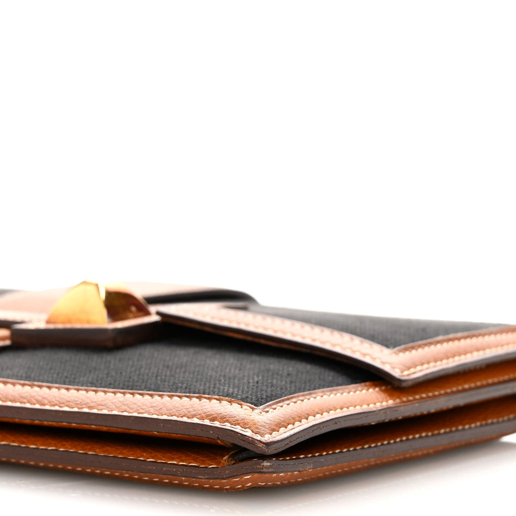 Canvas Courchevel Medor Clutch Gold Brown