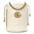Calfskin Matelasse Mini GG Marmont 2.0 Bucket Bag White