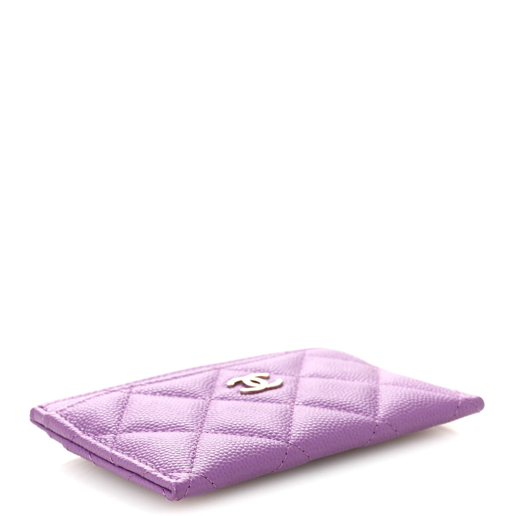 Caviar Quilted Card Holder Purple