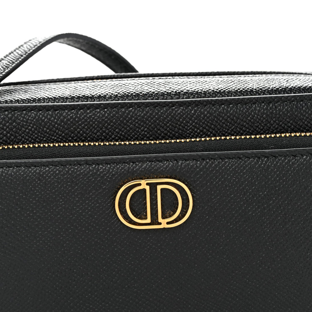 Grained Calfskin Caro Double Pouch Black Black