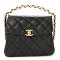 Caviar Quilted 31 Rue Cambon Mini Top Handle Flap Black