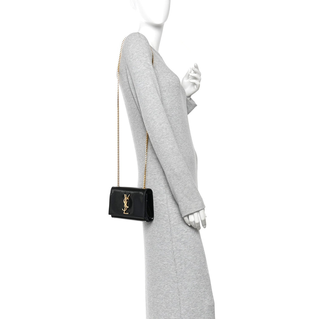 Patent Small Monogram Kate Satchel Black