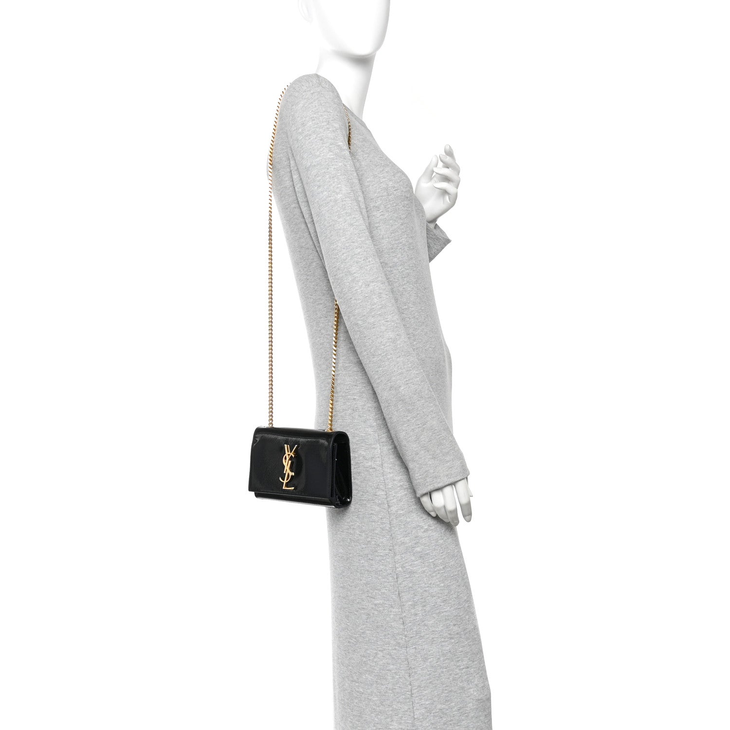 Patent Small Monogram Kate Satchel Black