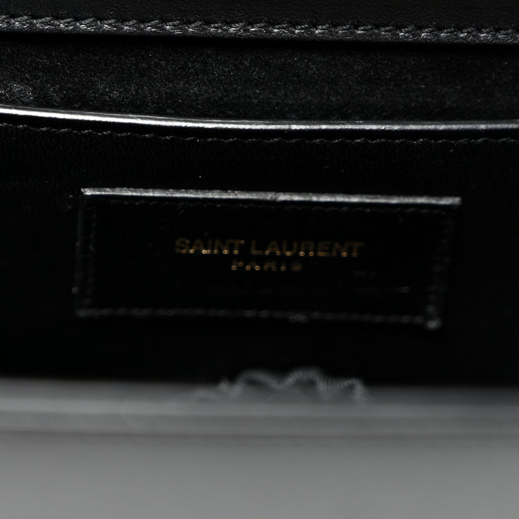 Smooth Calfskin Medium Classic Monogram Kate Tassel Satchel Black
