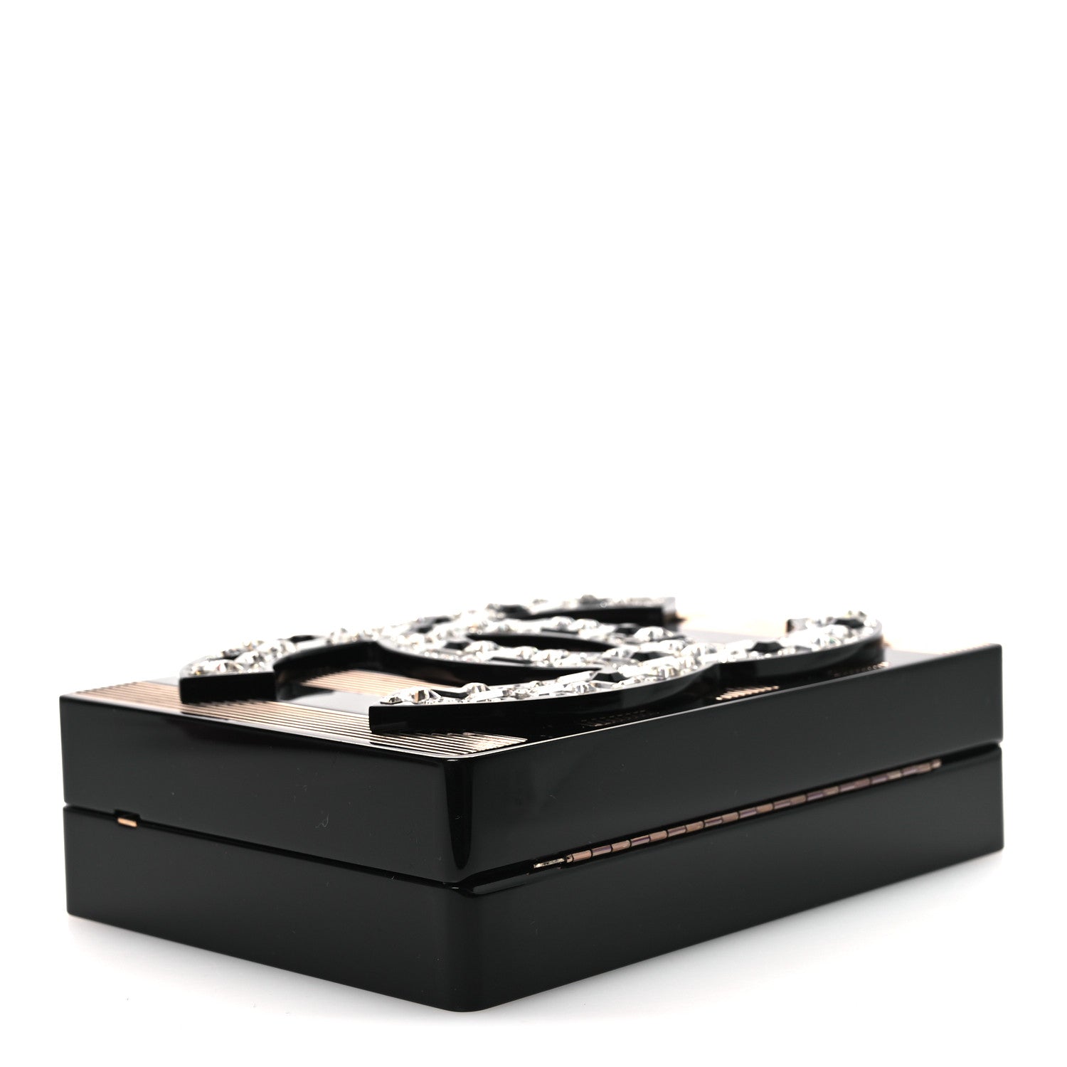 Plexiglass Crystal CC Minaudiere Clutch Black Copper