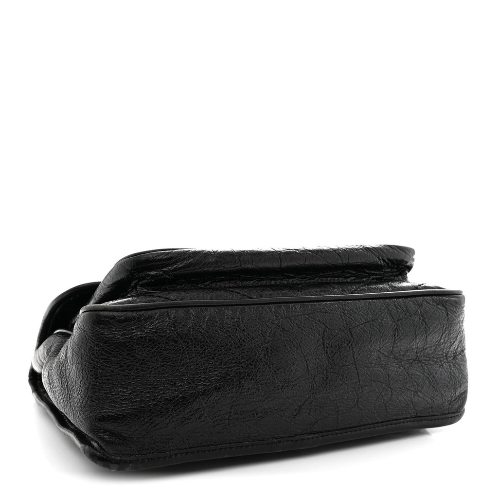 Crinkled Calfskin Matelasse Monogram Medium Niki Chain Satchel Black
