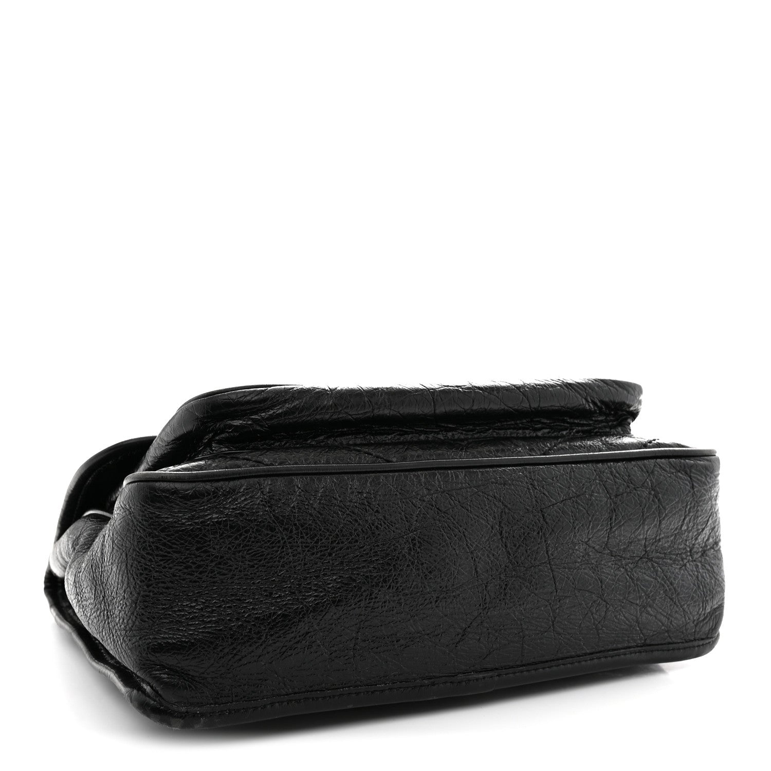 Crinkled Calfskin Matelasse Monogram Medium Niki Chain Satchel Black