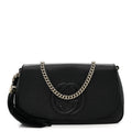 Pebbled Calfskin Medium Soho Flap Crossbody Black