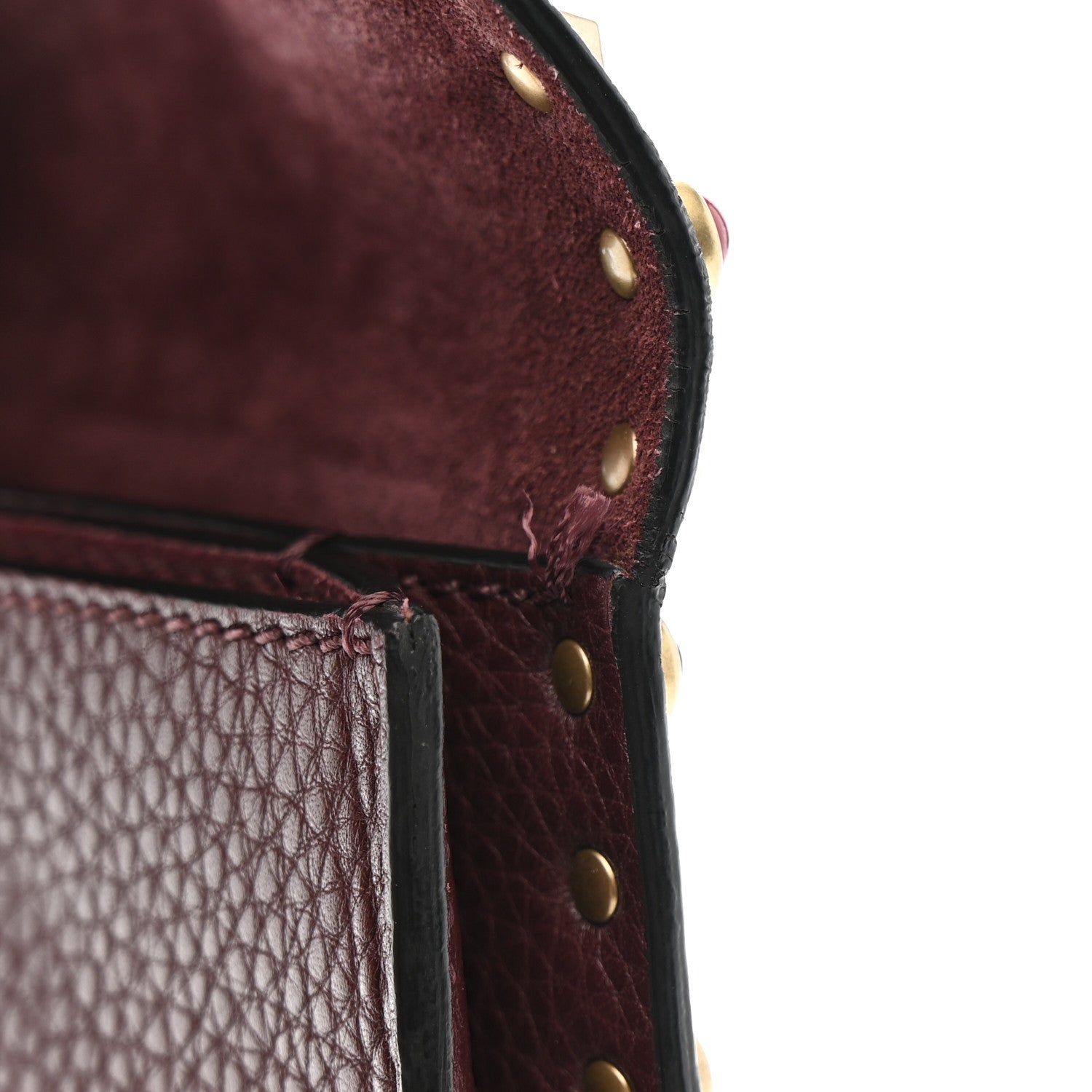 Pebbled Calfskin Rockstud Rolling Wristlet Clutch  Rubin
