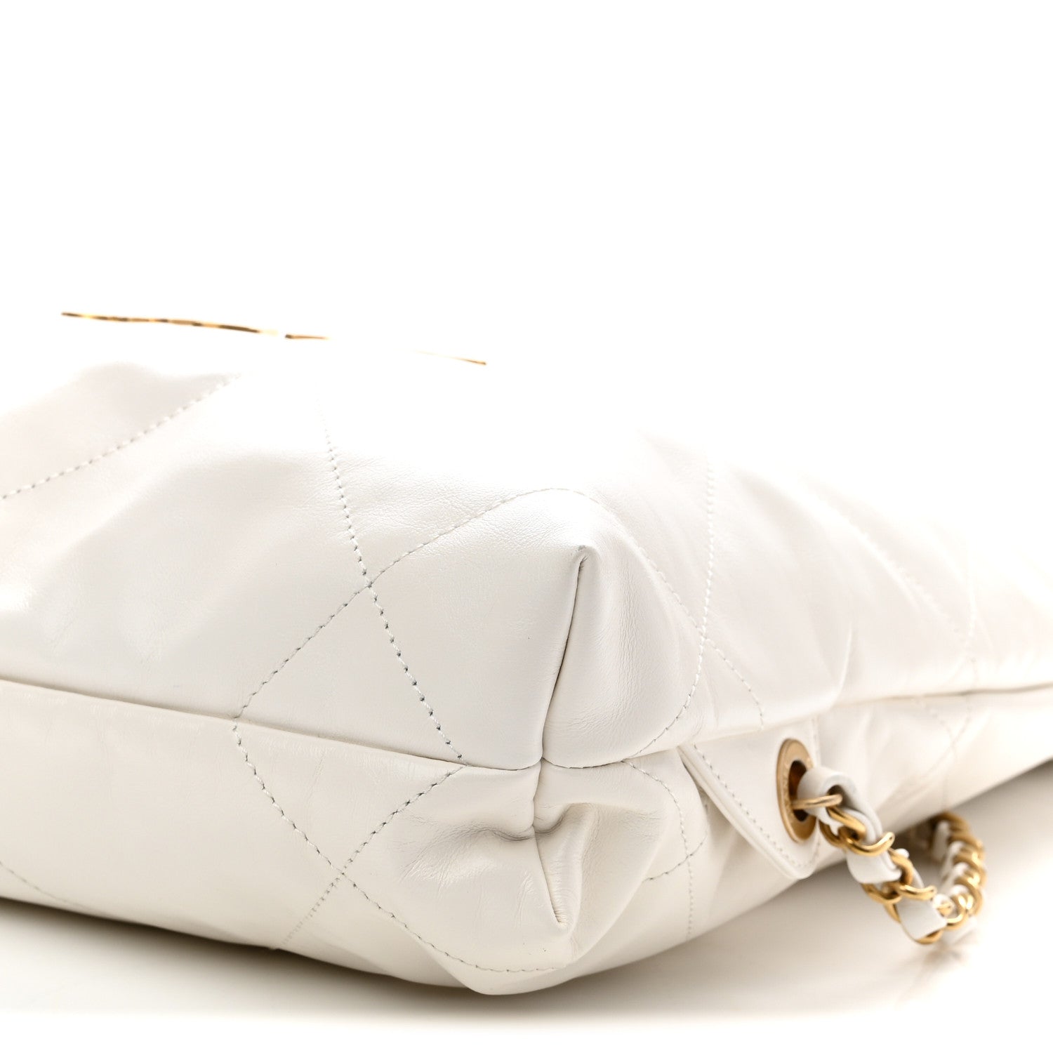 Shiny Calfskin Quilted Chanel 22 Backpack White