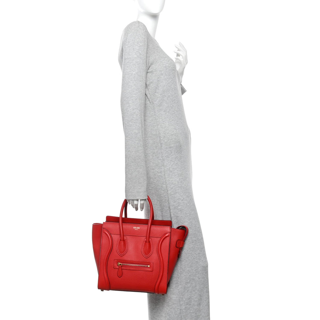 Drummed Calfskin Micro Luggage Coquelicot