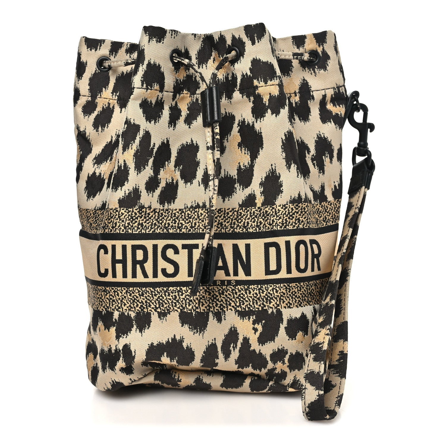 Canvas Mizza Embroidered Leopard DiorTravel Pouch Beige
