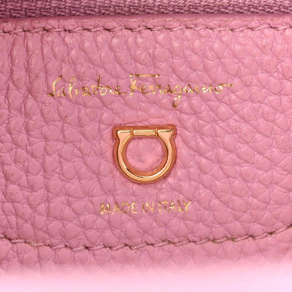 Grained Calfskin Double Handle Small Amy Tote Pink