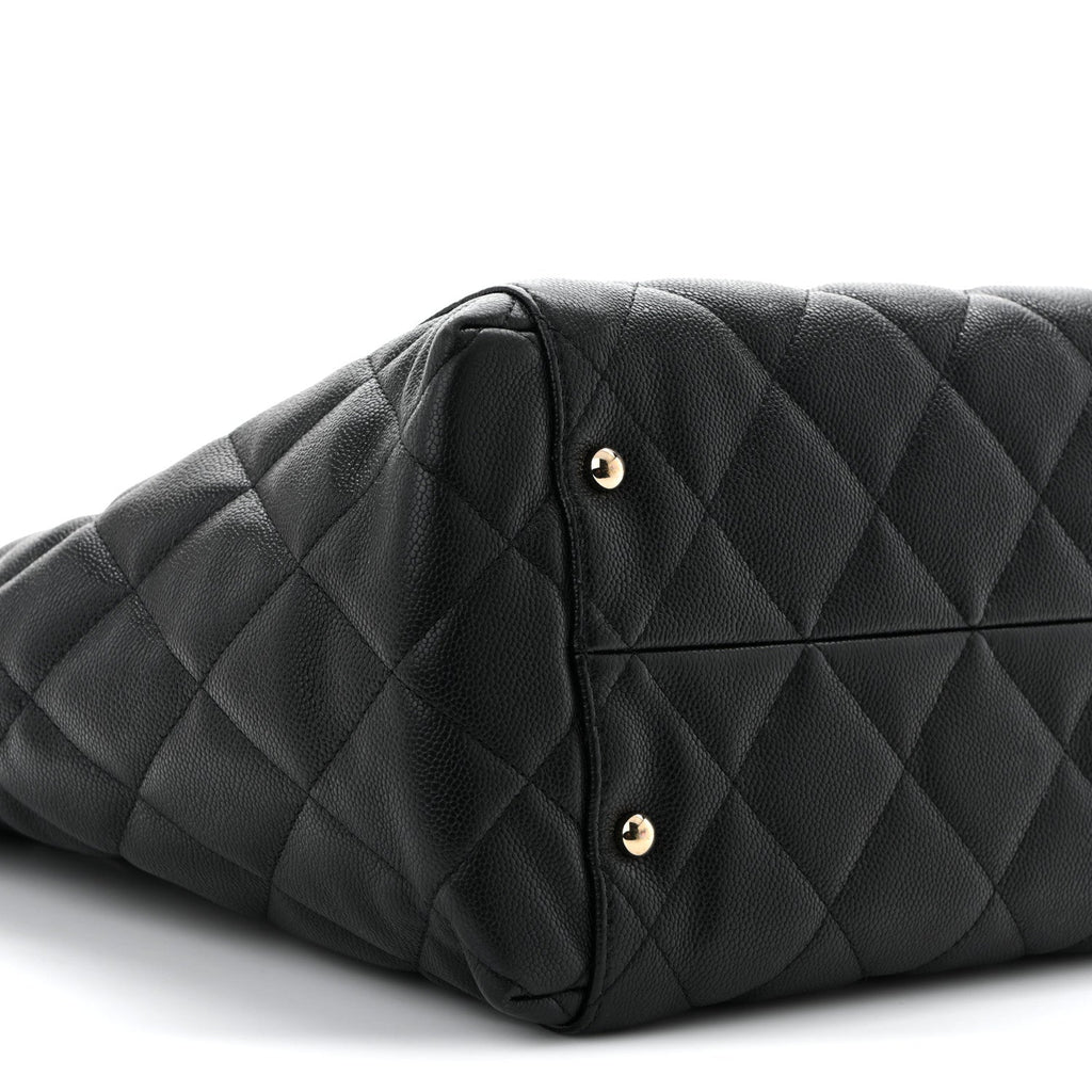 Caviar Quilted Large Shopping Tote Black