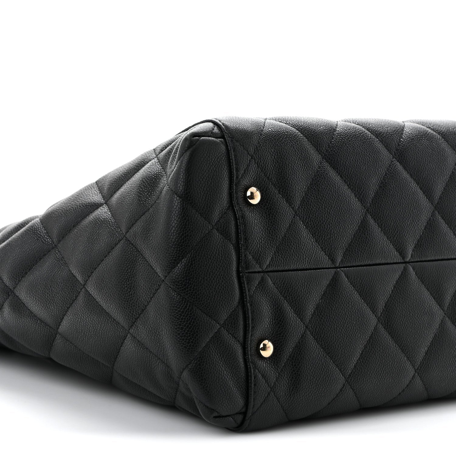 Caviar Quilted Large Shopping Tote Black
