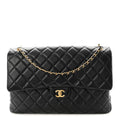 Calfskin Quilted XXL Travel Flap Bag Black