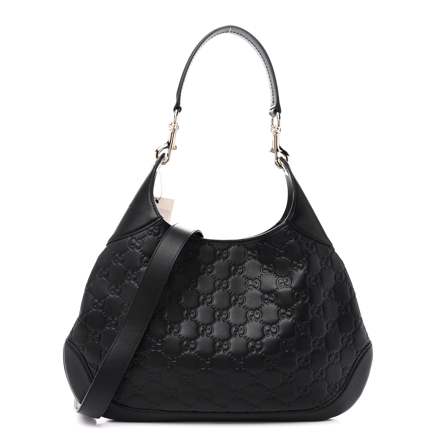 GG Calfskin Embossed B Medium Shoulder Bag Arabella Black
