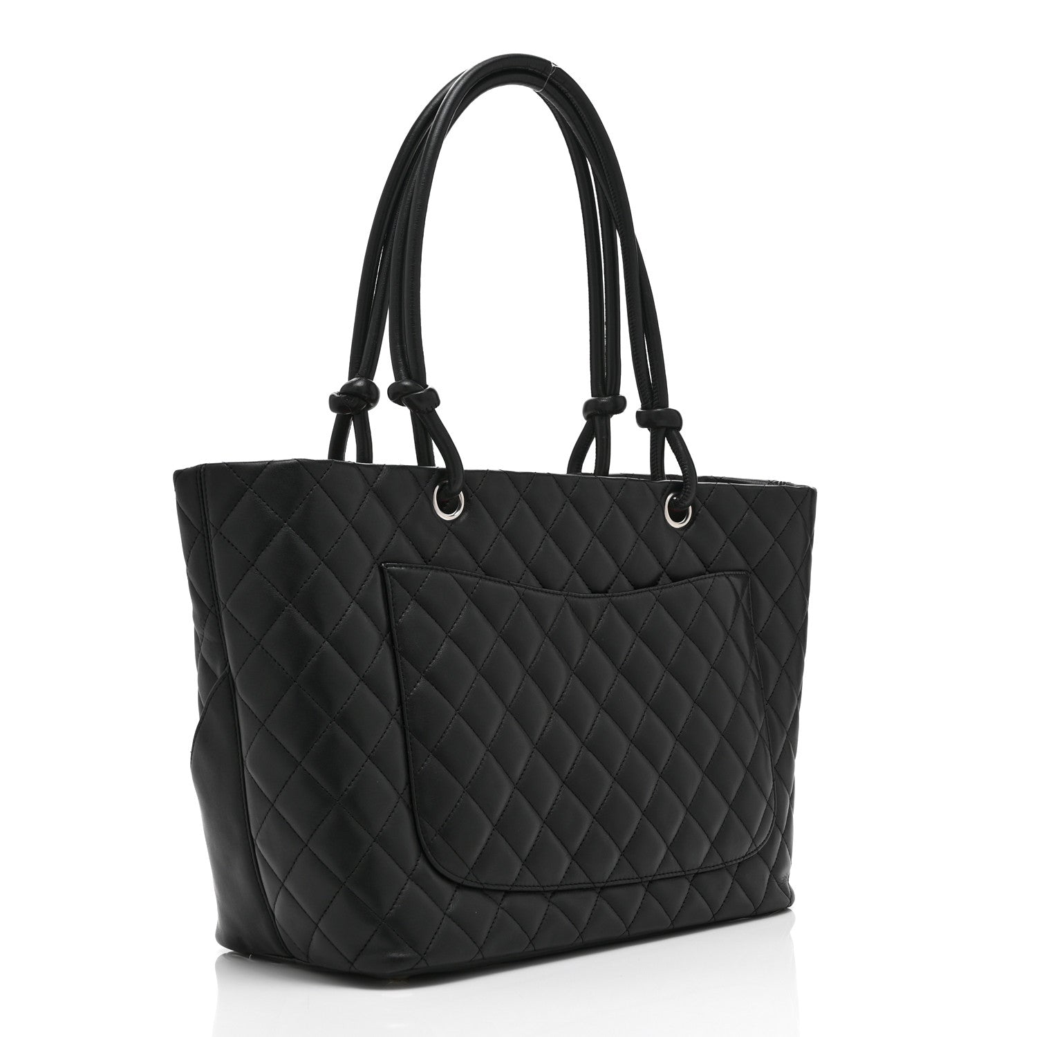 Calfskin Quilted Large Cambon Tote Black