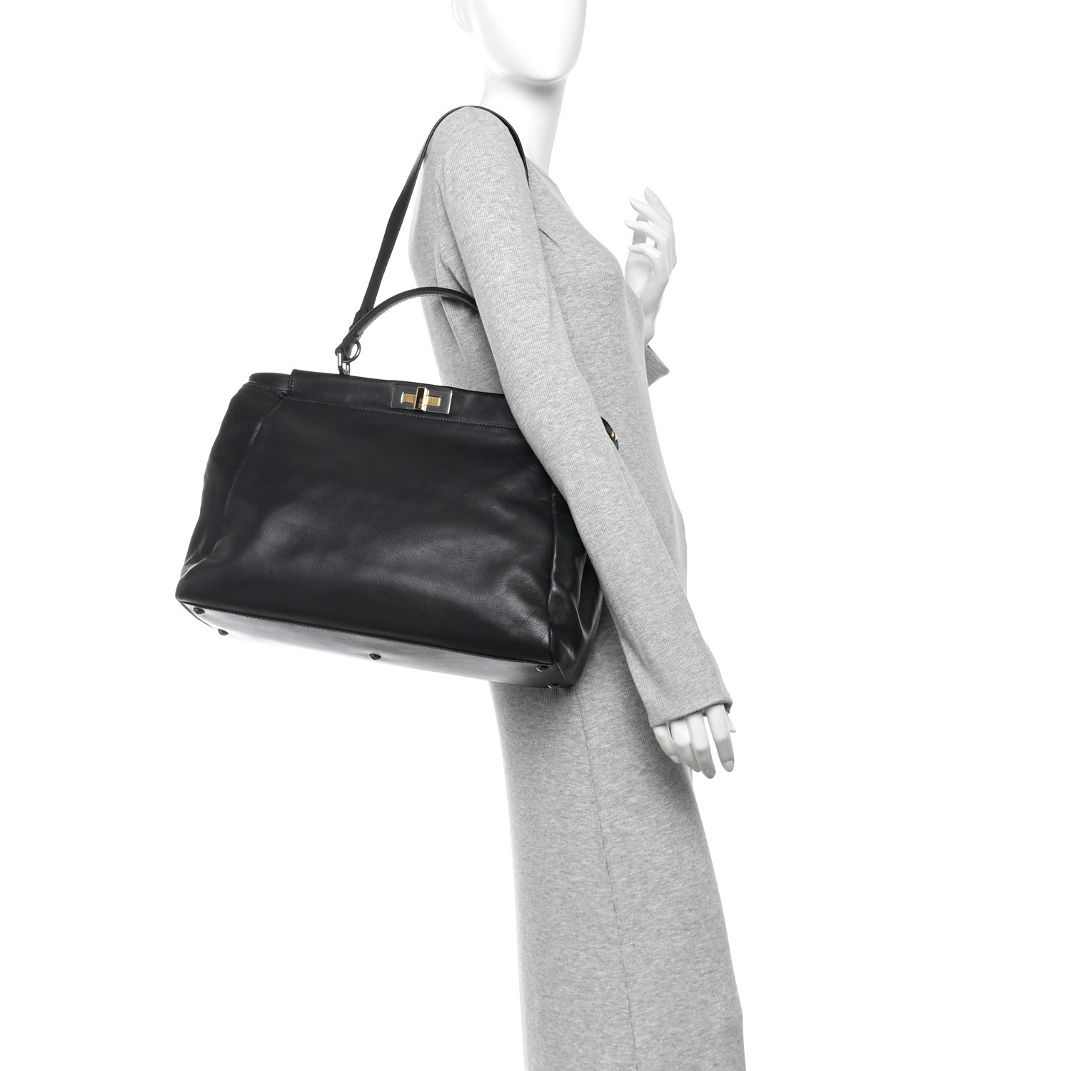 Calfskin Calf Hair Leopard Print Large Peekaboo Iconic Satchel Black