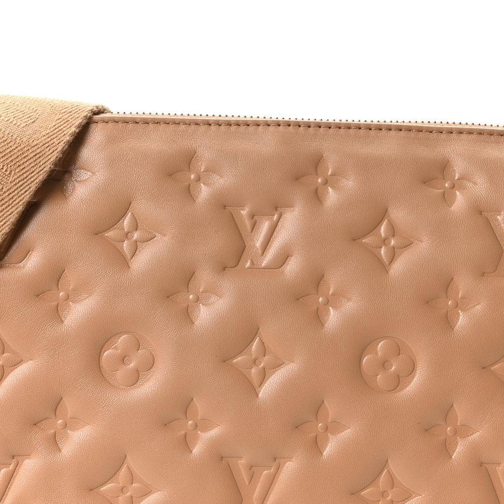 Lambskin Embossed Monogram Coussin PM Camel