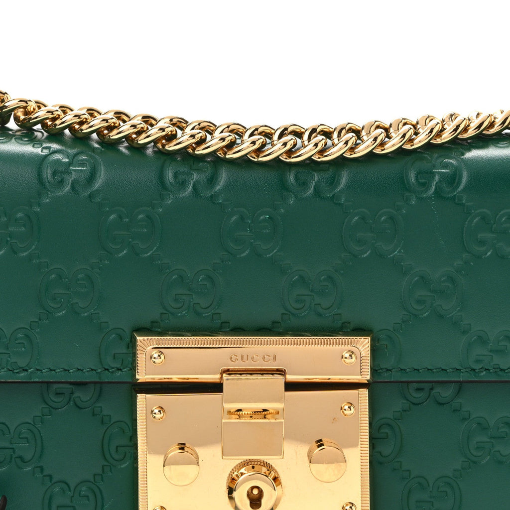 Guccissima Small Padlock Shoulder Bag Emerald