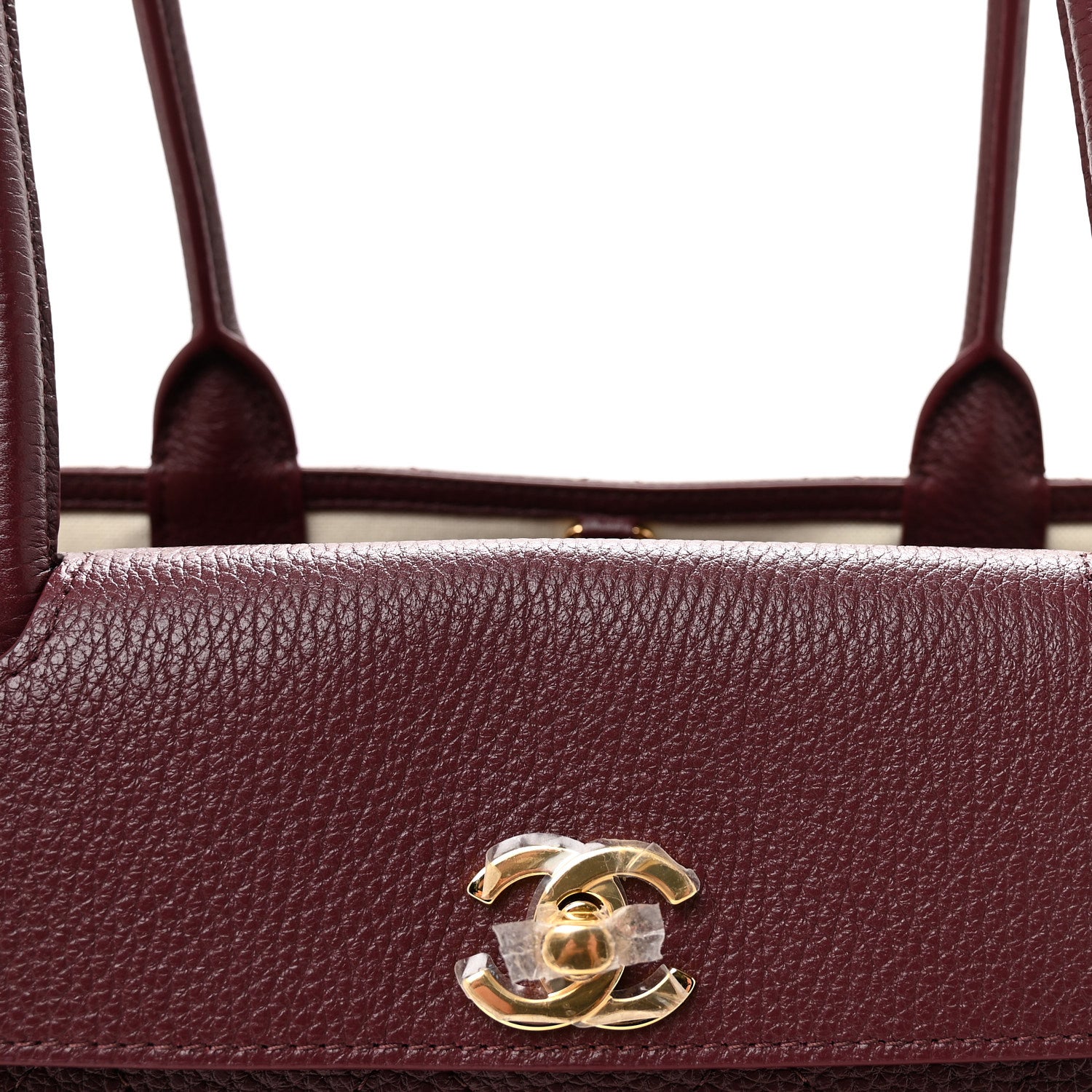 Grained Calfskin Stitched Urban Essentials Small Shopping Bag Burgundy