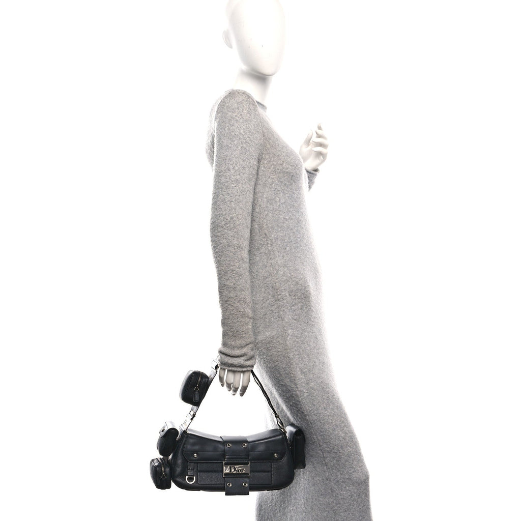 Canvas Calfskin Monogram Street Chic Columbus Ave Shoulder Bag Black