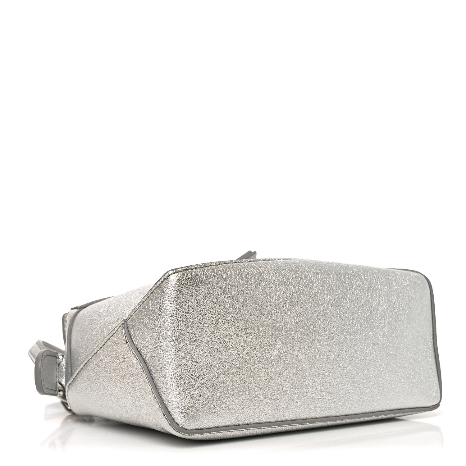 Laminated Lambskin Mini Puzzle Edge Bag Silver