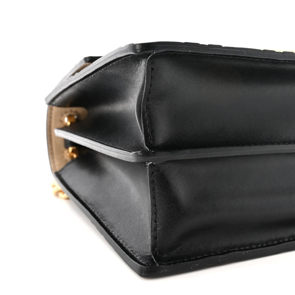 Vitello Liberty Bi-Color FF 1974 Embossed Small Kan U Shoulder Bag Maya Black