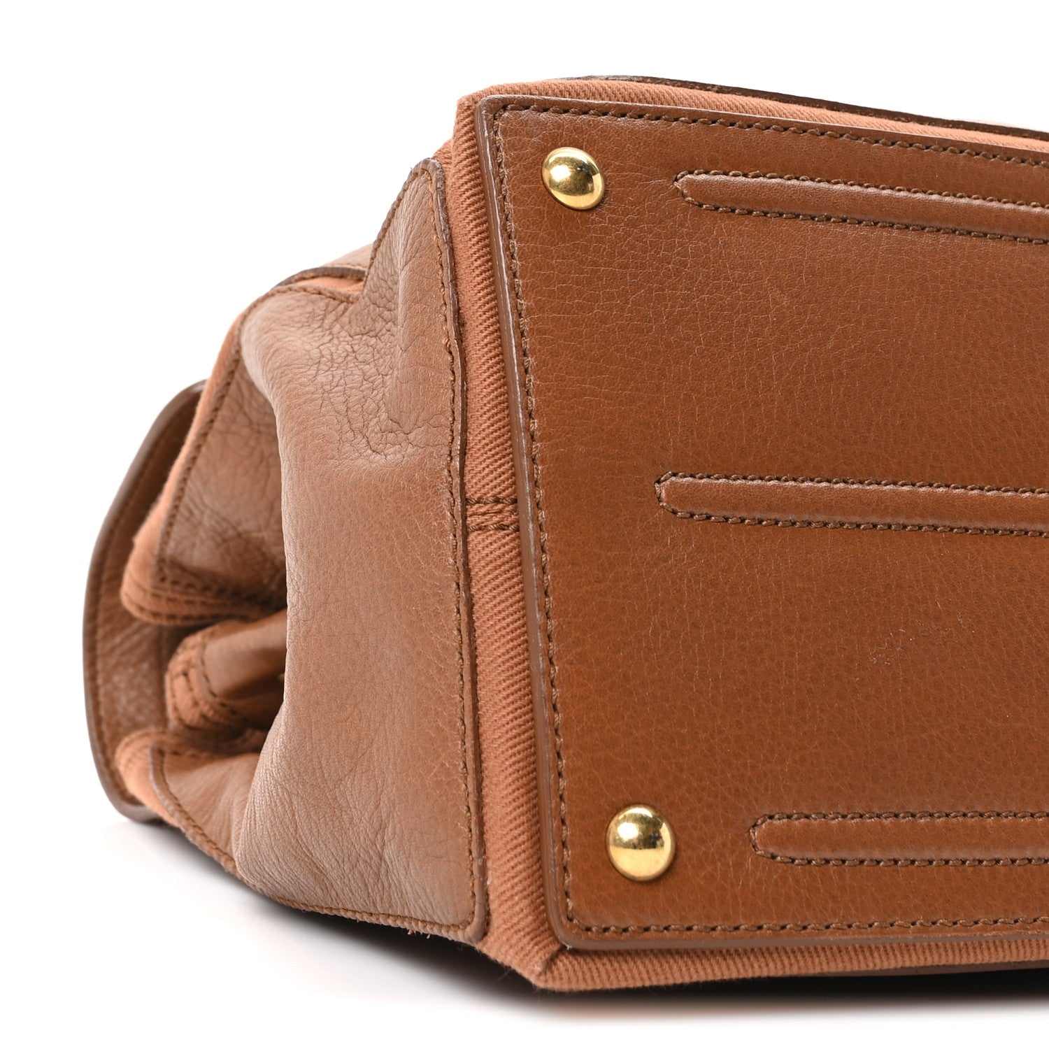 Calfskin Canvas Medium Muse Two Brown