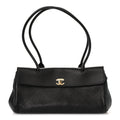 Grained Calfskin Stitched Urban Essentials Small Shopping Bag Black