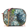 GG Supreme Monogram Blooms Small Chain Shoulder Bag Beige Blue Navy Hibiscus Red
