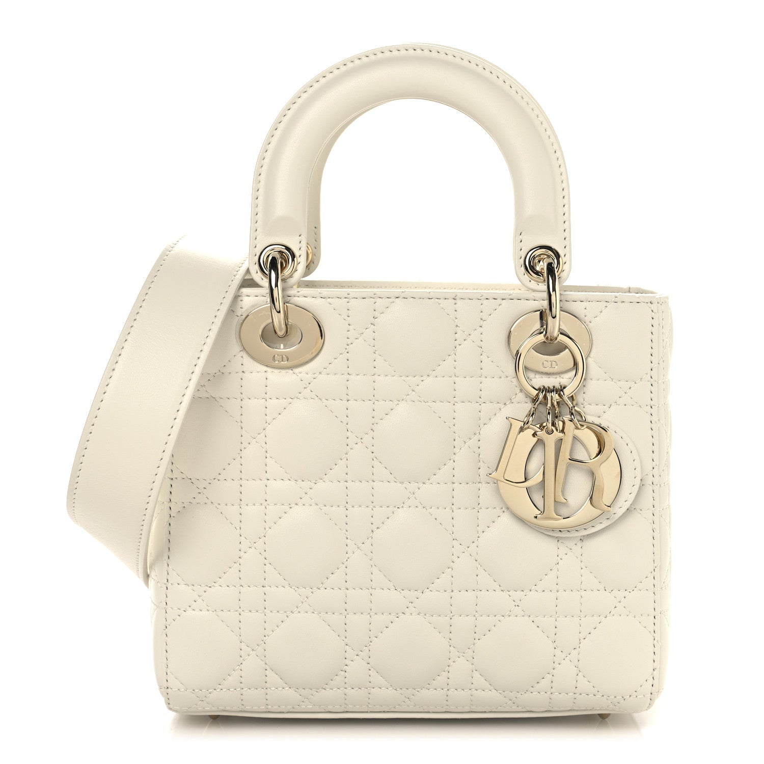 Lambskin Cannage Small My ABCDior Lady Dior White