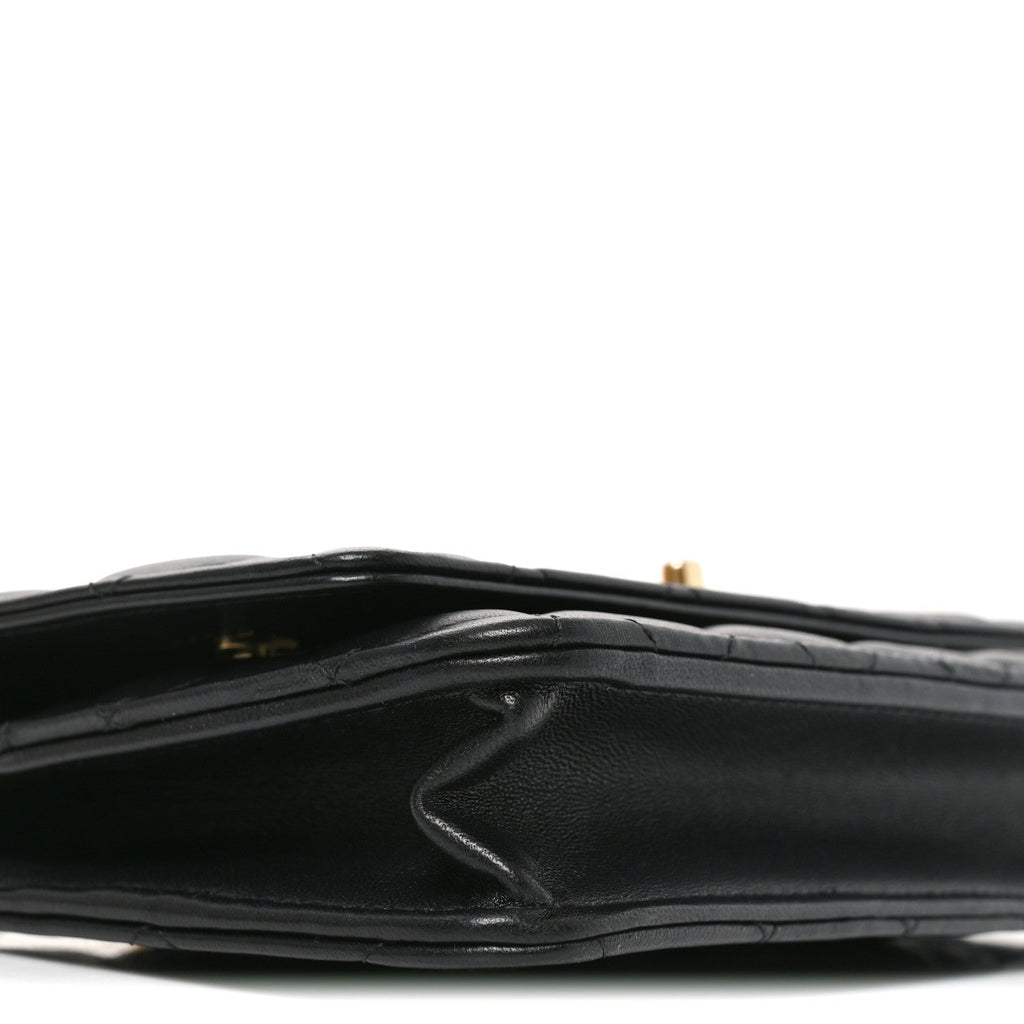 Lambskin Quilted Sweet Camellia Wallet on Chain WOC Black