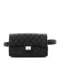 Grained Calfskin Quilted 2.55 Reissue Flap Belt Bag Clutch Black