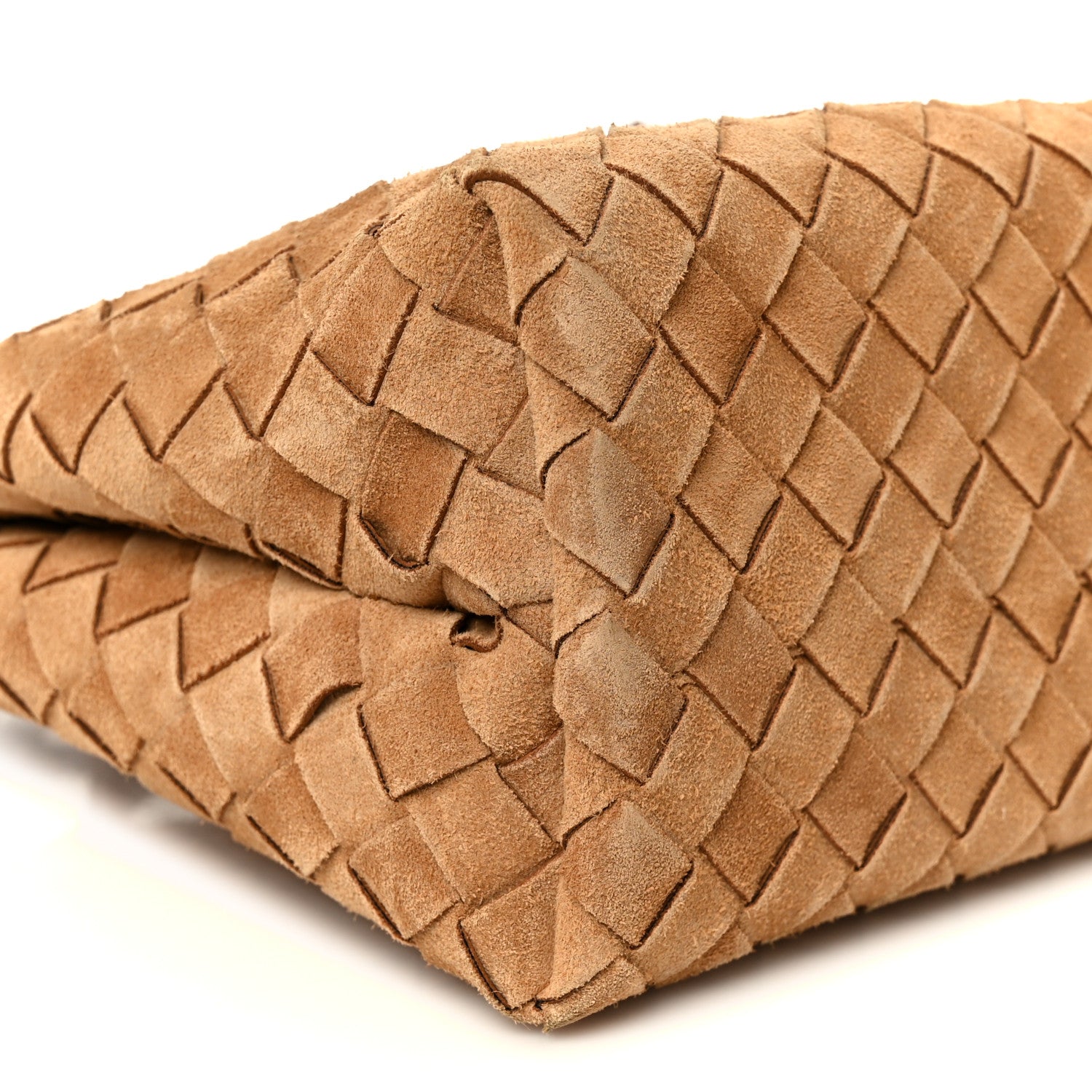 Suede Intrecciato Small Andiamo Shoulder Bag Amber
