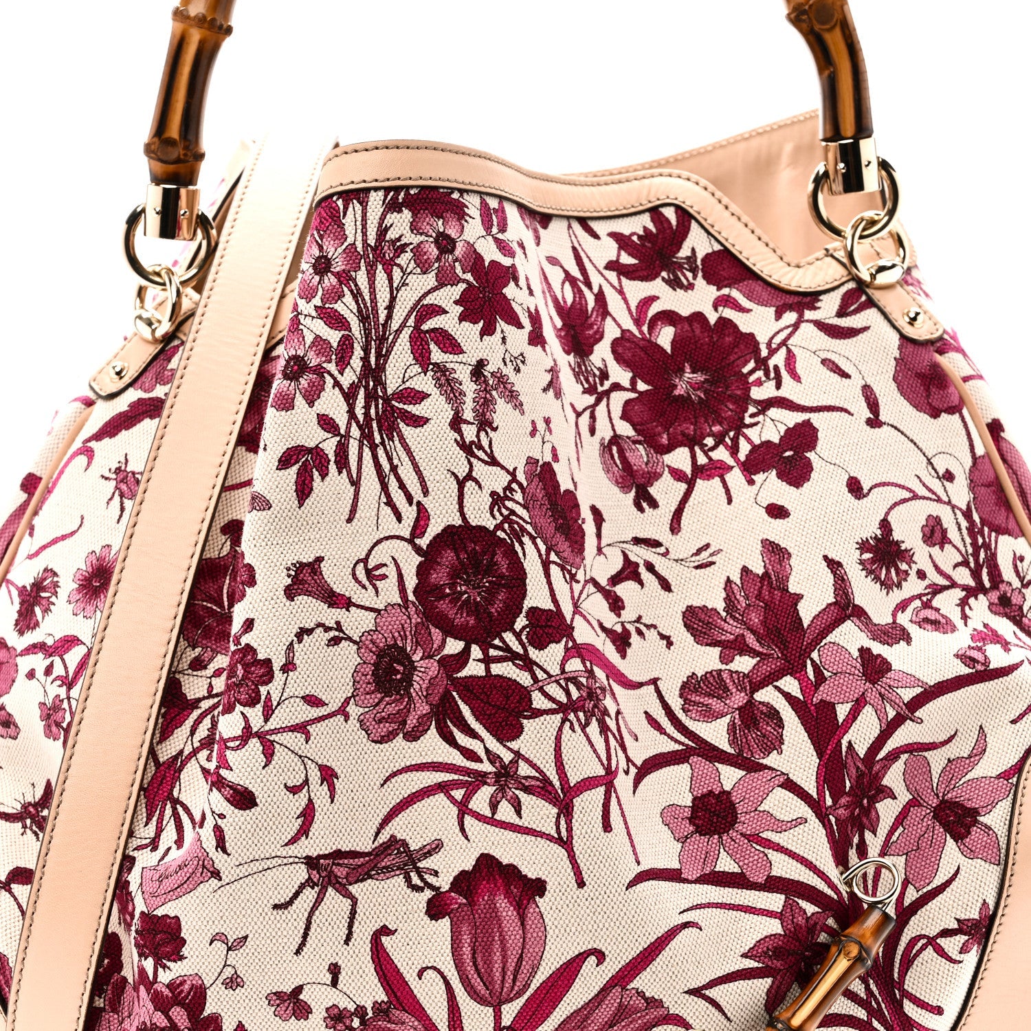 Canvas Floral Flora Peggy Bamboo Top Handle Hobo