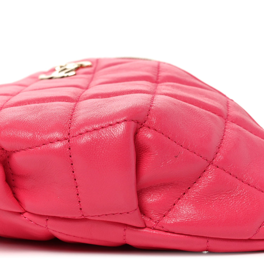 Lambskin Quilted Waist Bag Fanny Pack Pink