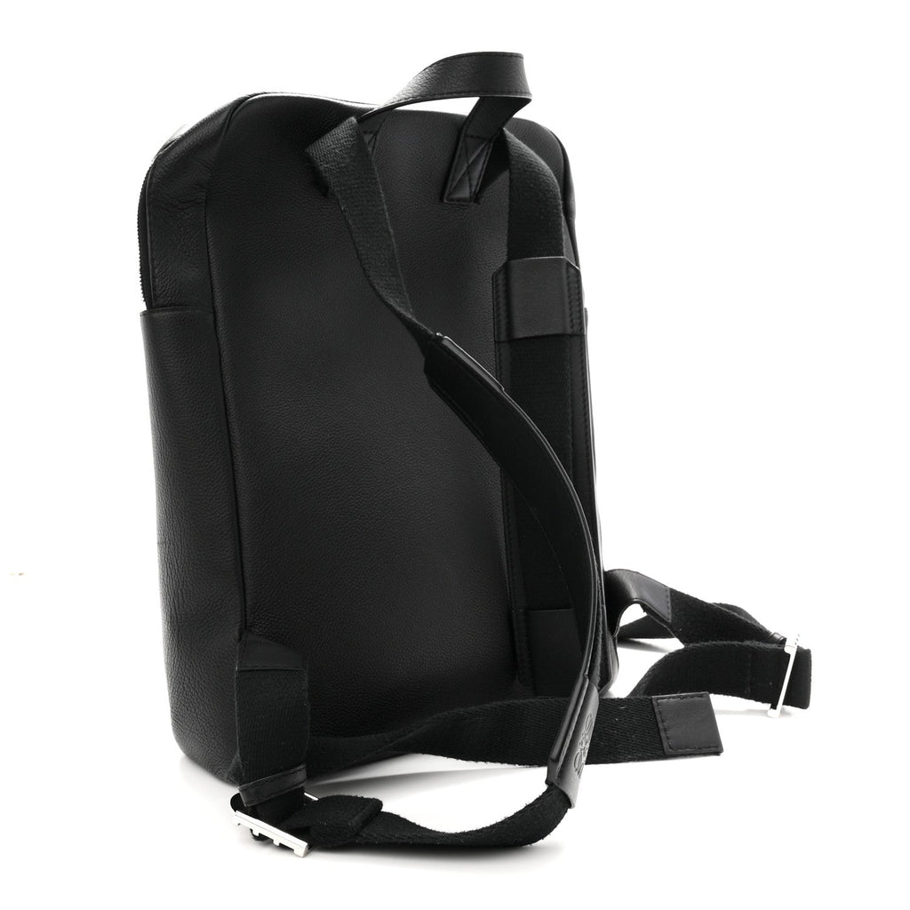 Grained Calfskin Military Backpack Black