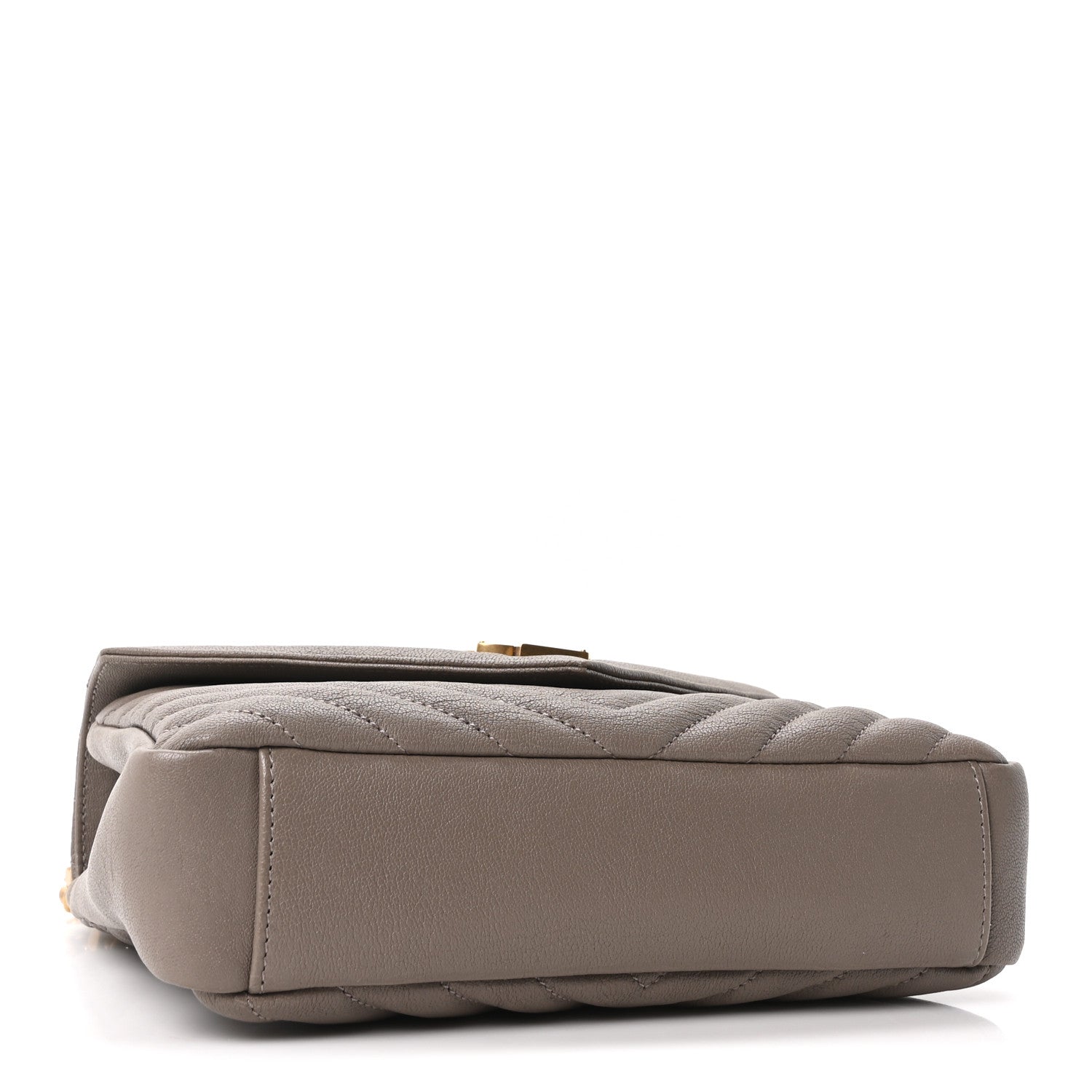 Sheepskin Matelasse Chevron Monogram Medium College Bag Greyish Brown