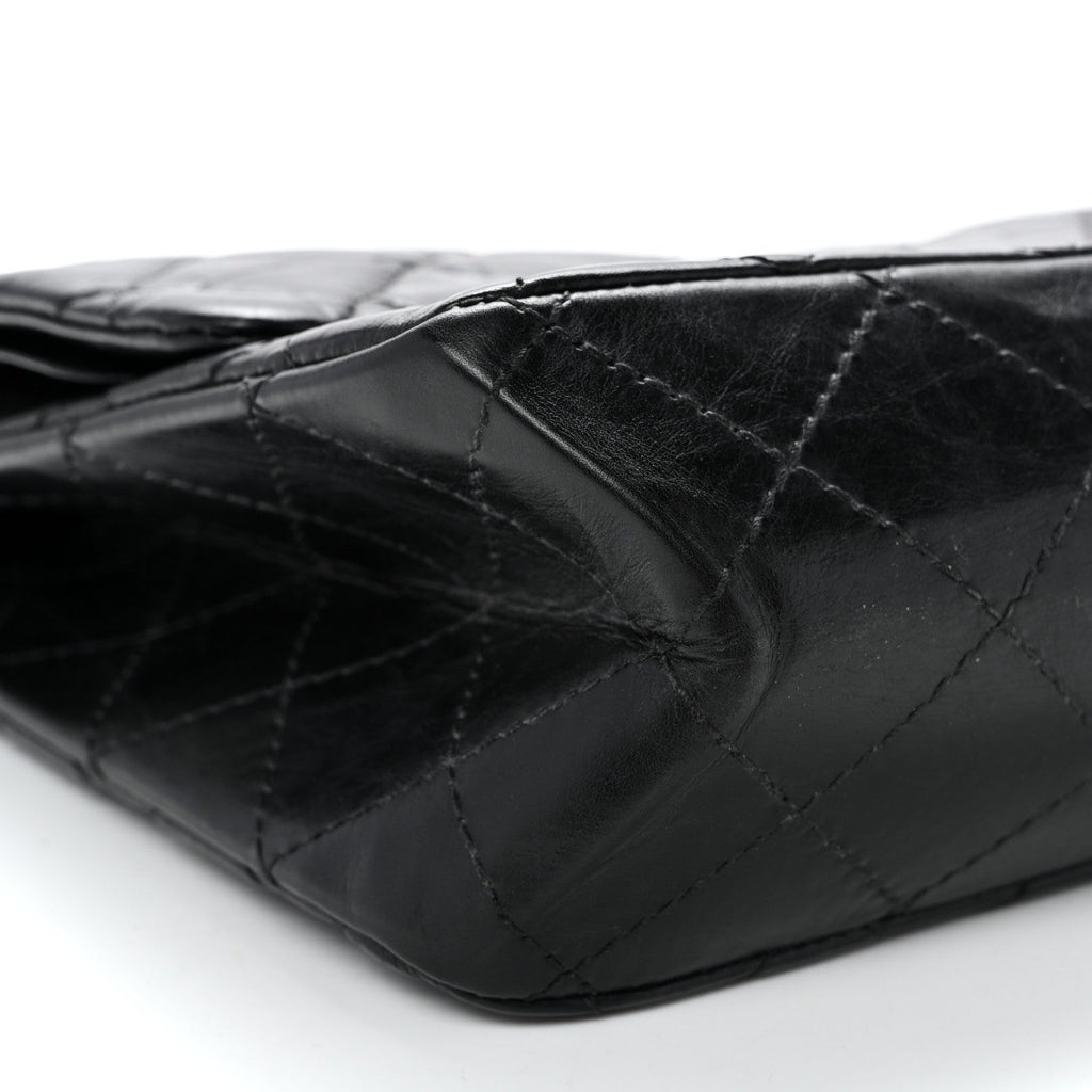 Aged Calfskin Quilted 2.55 Reissue 227 Flap Black