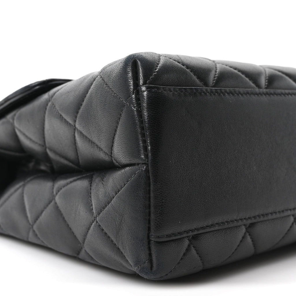 Lambskin Quilted Medium Kelly Flap Bag Black