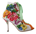 Dolce & Gabbana White Jersey Stretch Boots Open Toes Heels Women's Shoes