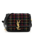 Tweed Calfskin Small Solferino Satchel Black Multicolor