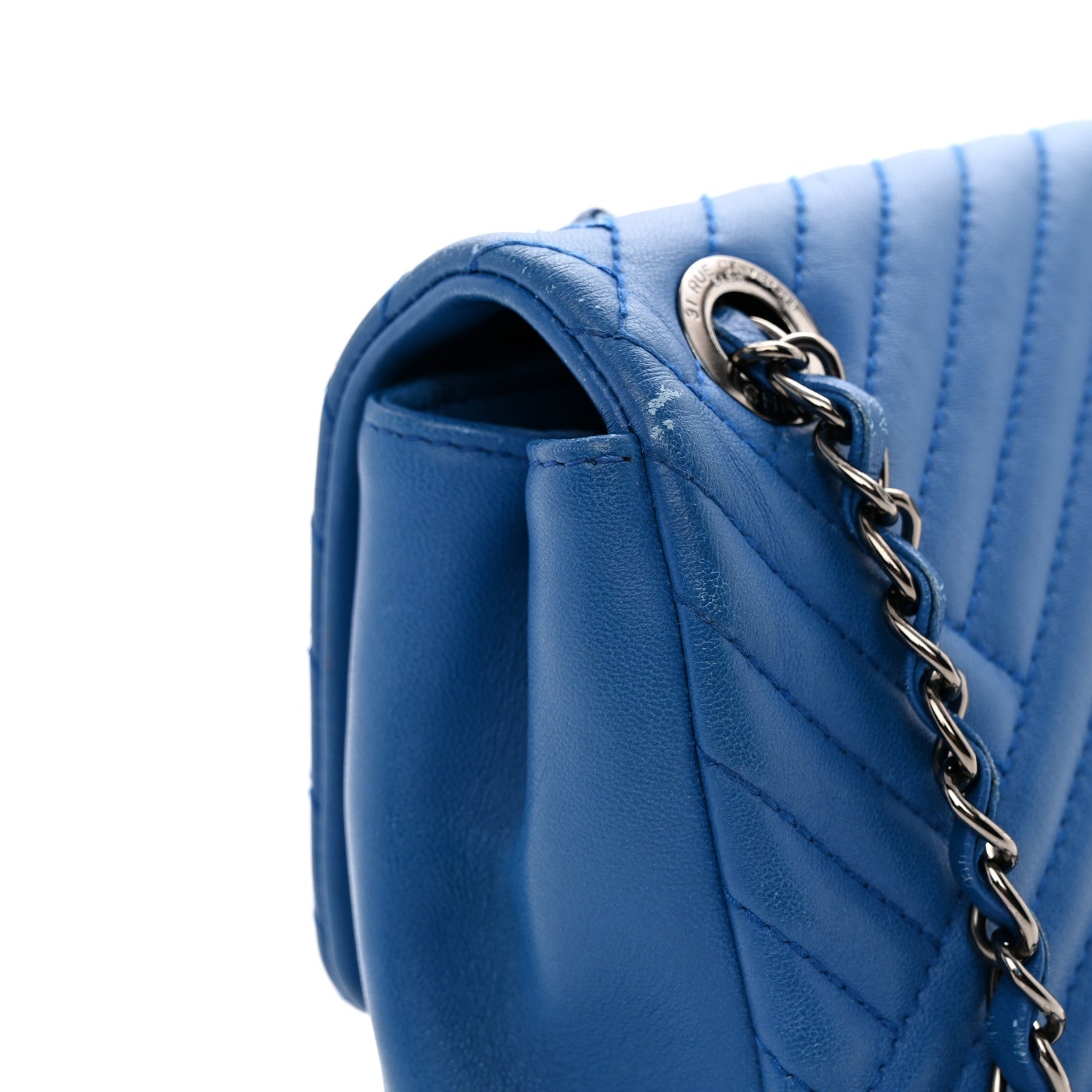 Lambskin Quilted Medium CC Crossing Flap Blue