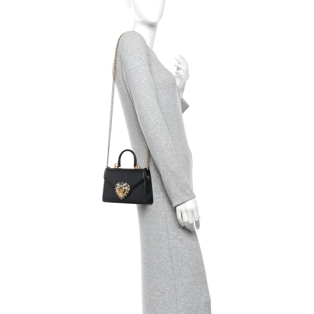 Smooth Calfskin Small Devotion Envelope Top Handle Bag Black