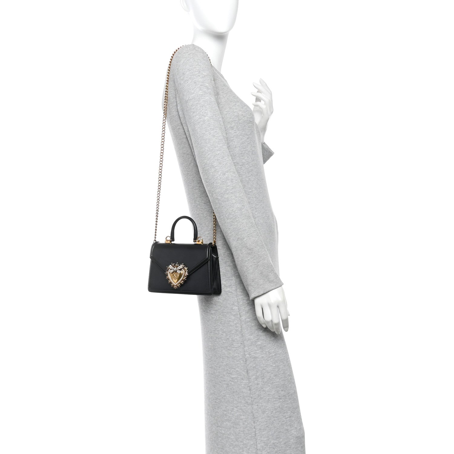 Smooth Calfskin Small Devotion Envelope Top Handle Bag Black