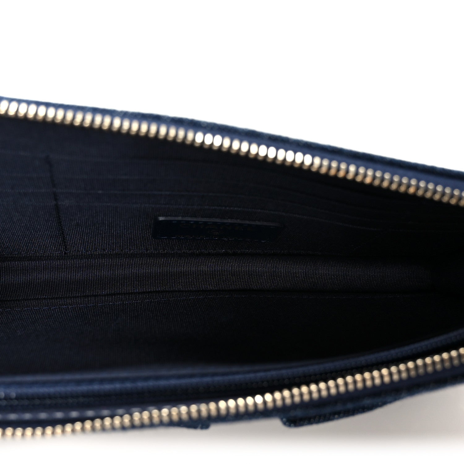 Denim Quilted Zipped Wristlet Clutch Blue